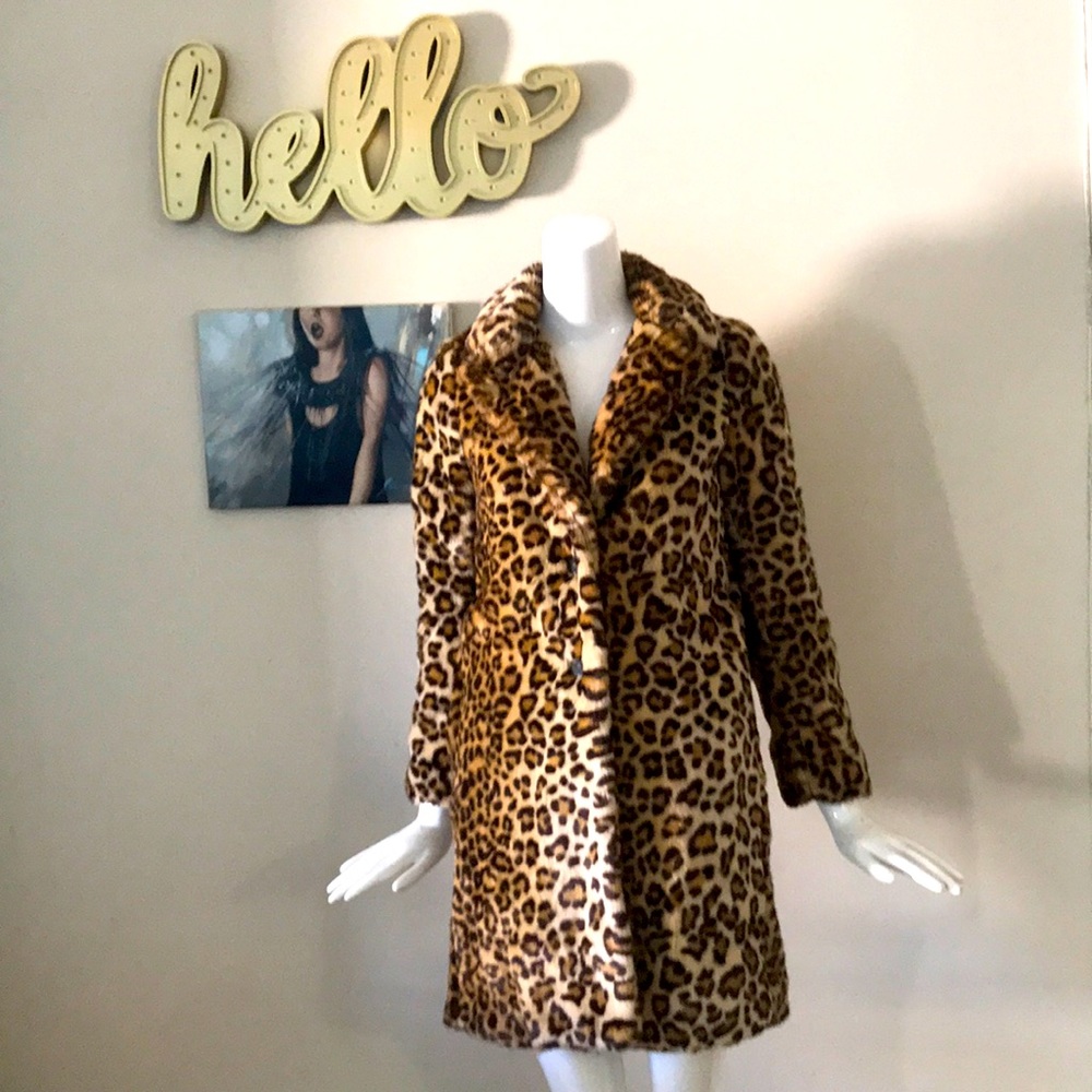 Zara faux fur leopard coat